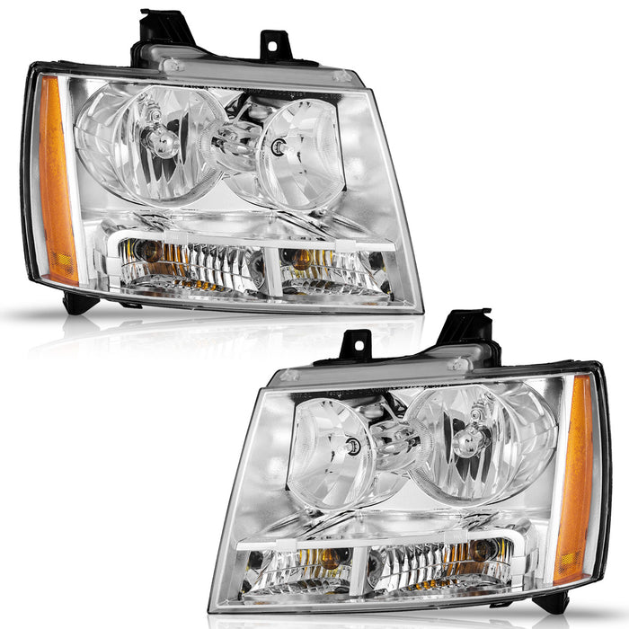 For 2007-2013 Avalancha/Suburban 2500, 2007-2014 Tahoe/Suburban 1500, 2012-2014 Tahoe SSV Headlights (Chrome)