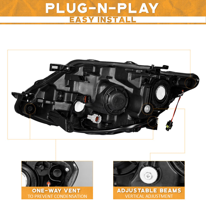 For 2014-2016 Nissan Rogue Headlights (Black)