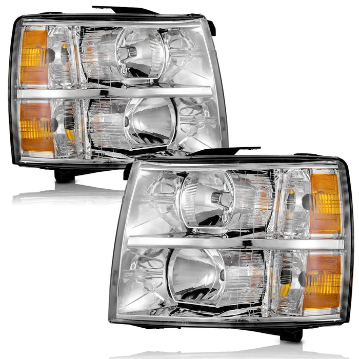 For 2007-2013 Chevy Silverado 1500 Headlights (Chrome)