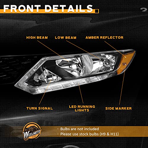 For 2014-2016 Nissan Rogue Headlights (Black)