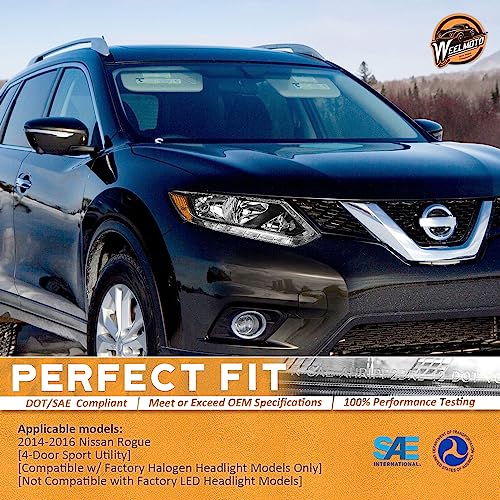 For 2014-2016 Nissan Rogue Headlights (Black)