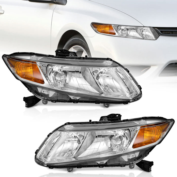 For 2012-2015 Honda Civic Sedan 4-Door 4Dr Coupe 2Dr Headlight (Chrome)