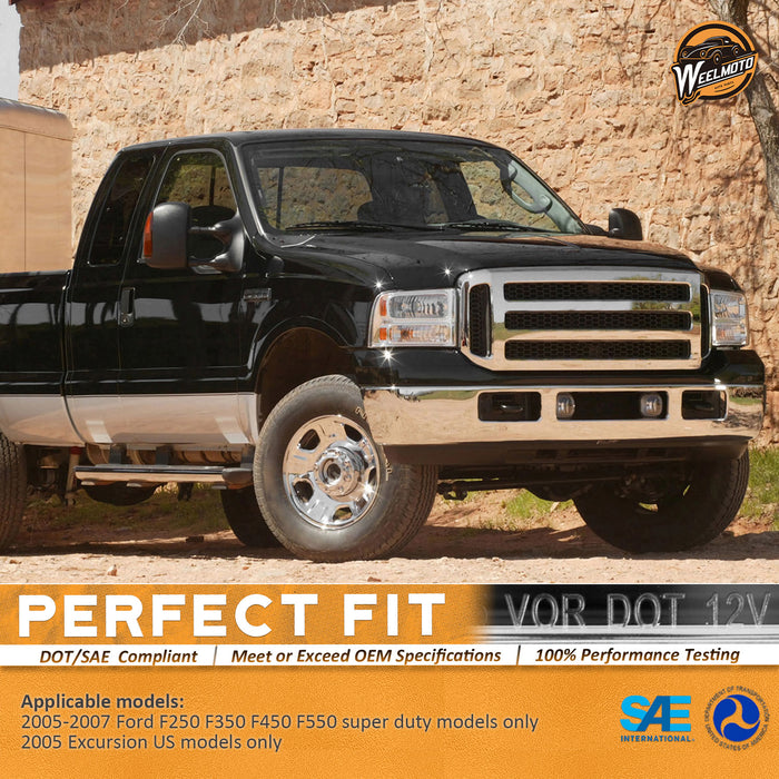 For 2005-2007 Ford F250 F350 F450 F550 Super Duty Headlight (Chrome)
