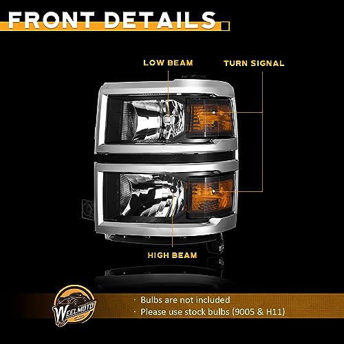 For 2014-2015 Chevrolet Silverado 1500 Headlights(Black)