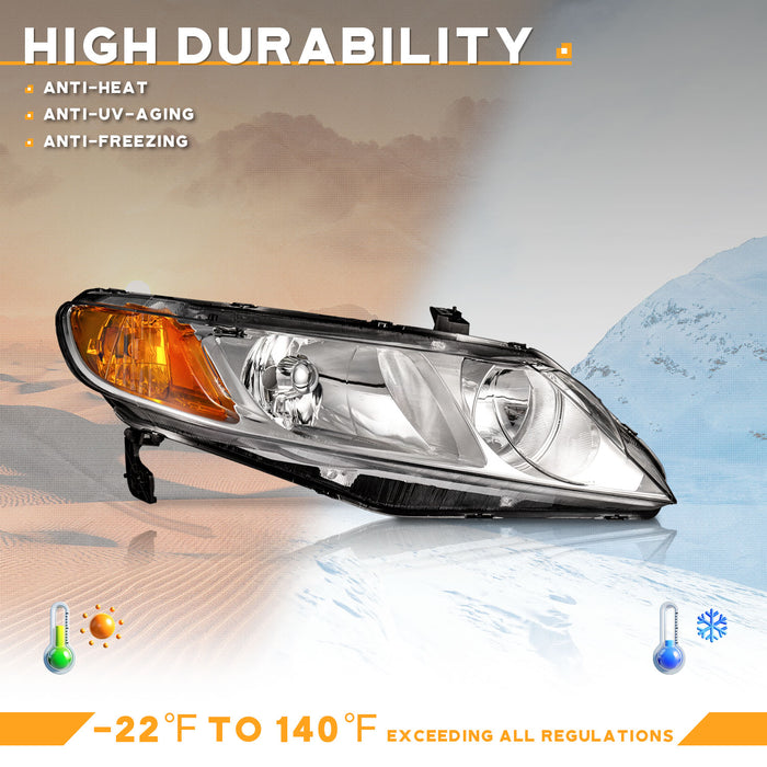 For 2006-2011 Honda Civic 4DR Headlights(Chrome)