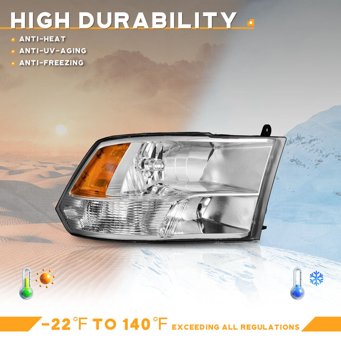 For 2009-2018 Dodge Ram 1500 2500 3500 Quad Headlight (Chrome)