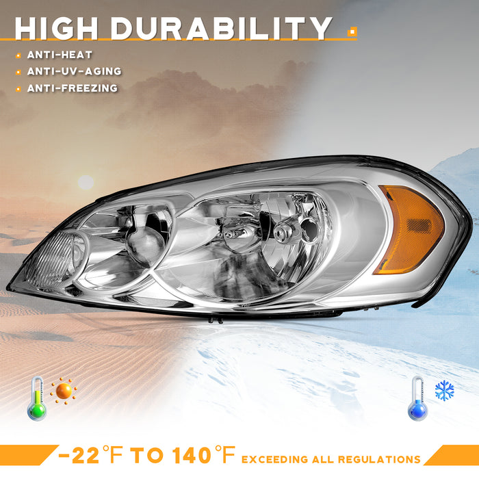 For 06-13 Chevy Impala,2014-2015 Chevy Impala Limited/ 06-07 Chevy Monte Carlo Headlight (Chrome)