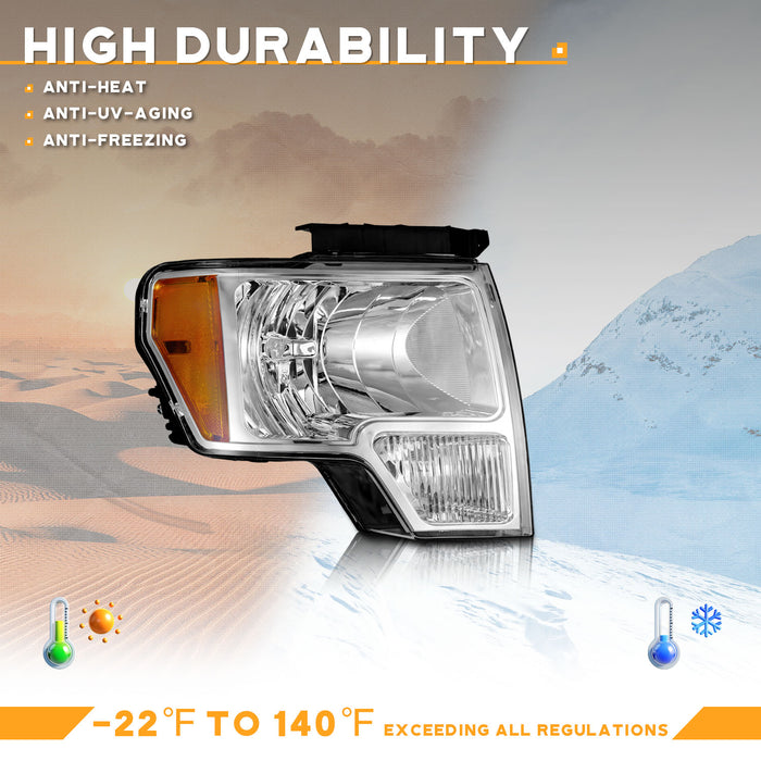 For 2009-2014 Ford F-150 Headlights (Chrome)