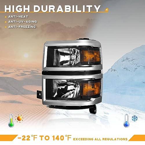 For 2014-2015 Chevrolet Silverado 1500 Headlights(Black)