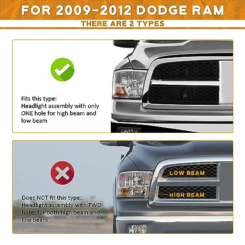 For 2009-2012 Dodge Ram 1500  Headlight,for 2010-2012 Dodge Ram 2500/3500 Headlight(Black)