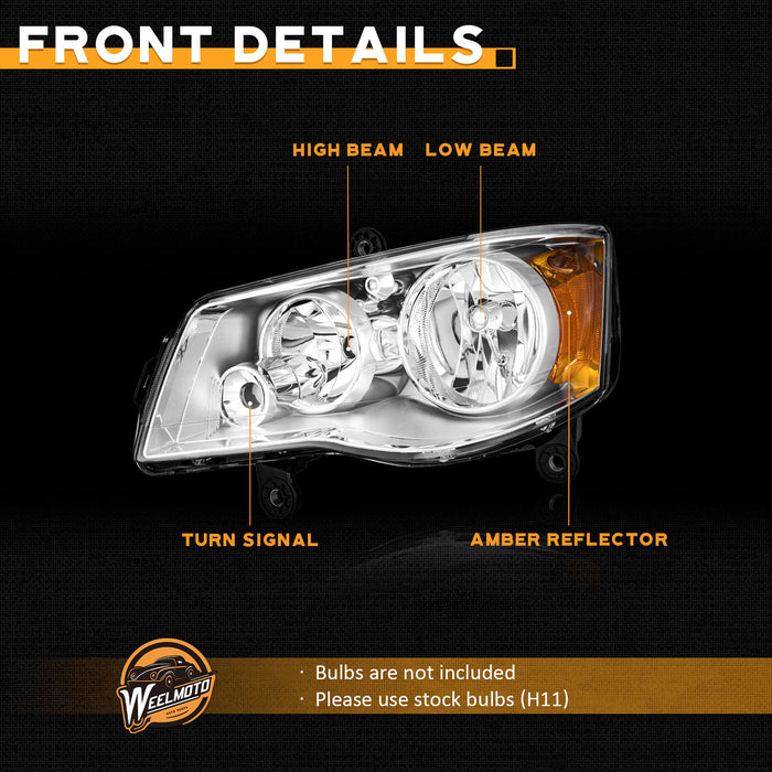 For 2011-2018 Dodge Grand Caravan Headlights(Chrome)