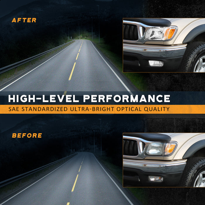For 2001-2004 Toyota Tacoma Headlight+Corner Parking Signal Lights+Bumper Light 6PC Set (Chrome)