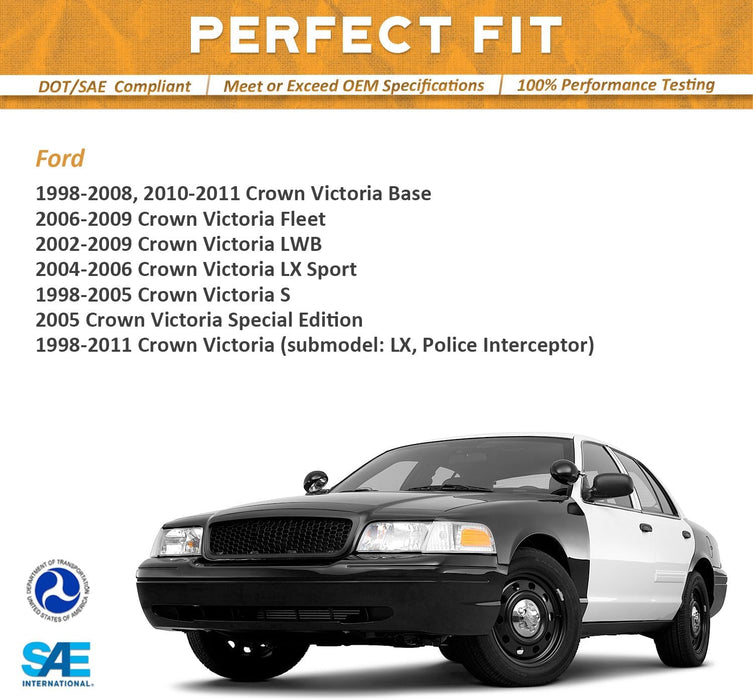 For 1998-2011 Ford Crown Victoria Headlights (Chrome)