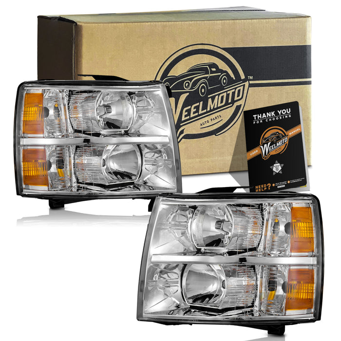 For 2007-2013 Chevy Silverado 1500 Headlights (Chrome)