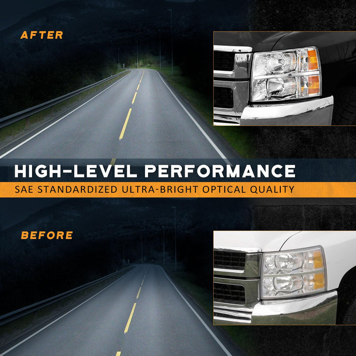For 2007-2013 Chevy Silverado 1500 Headlights (Chrome)