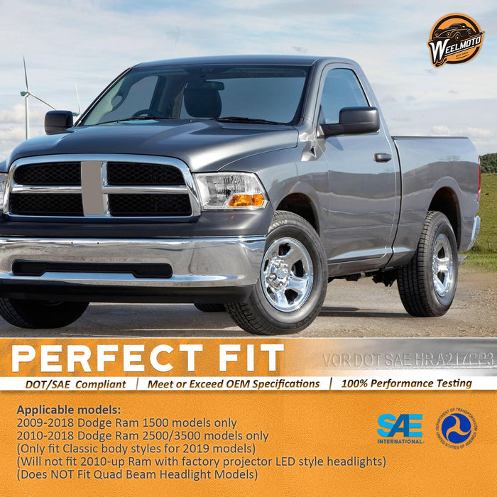For 2009-2012 Dodge Ram 1500 Headlight (Chrome)