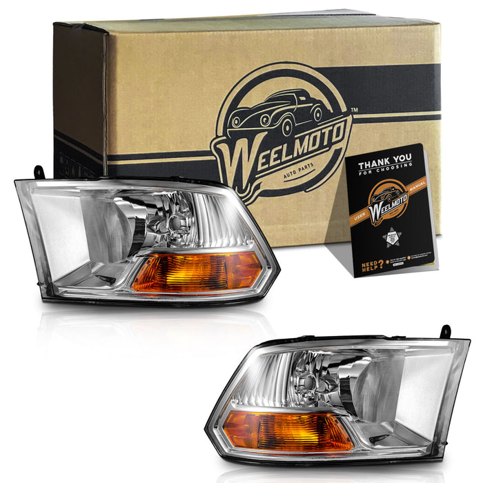 Fit For 2009-2012 Ram 1500 2500 3500 Chrome Housing Amber Corner Headlight Pair Fit For 2009-2012 Ram 1500 2500 3500 Chrome Housing Amber Corner Headlight Pair