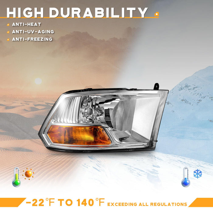For 2009-2012 Dodge Ram 1500 Headlight (Chrome)