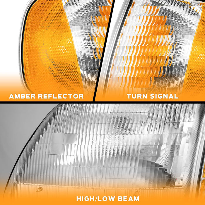 For 1997-2003 F150/1997-2002 Ford Expedition /1998-1999 F250 Selected Headlight (Chrome)