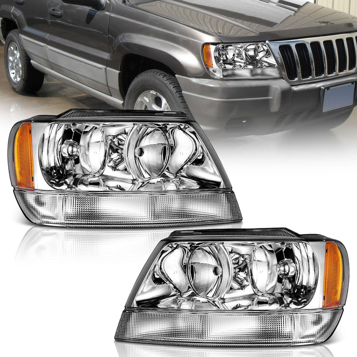 For 1999-2004 Jeep Grand Cherokee Headlight (Black)