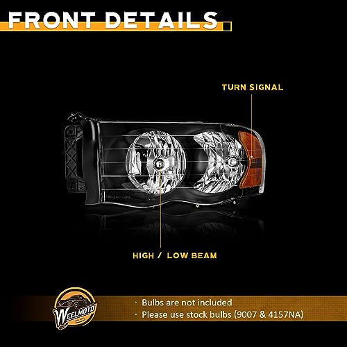 For 2002-2005 Dodge Ram 1500 Pickup,For 2003-2005 Dodge Ram 2500/3500 Pickup Headlights (Black)