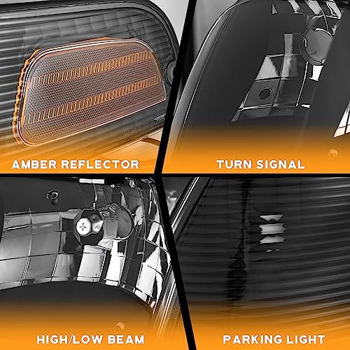 Fits 1998-2011 Ford Crown Victoria Clear Headlights+Corner Signal Lamp Pair Fits 1998-2011 Ford Crown Victoria Clear Headlights+Corner Signal Lamp Pair