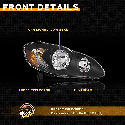 For 2003-2008 Toyota Corolla Headlight (Black)