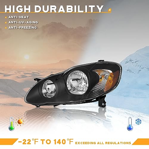 For 2003-2008 Toyota Corolla Headlight (Black)