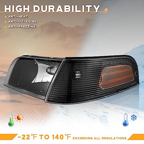 For 1998-2011 Ford Crown Victoria Headlights (Black)