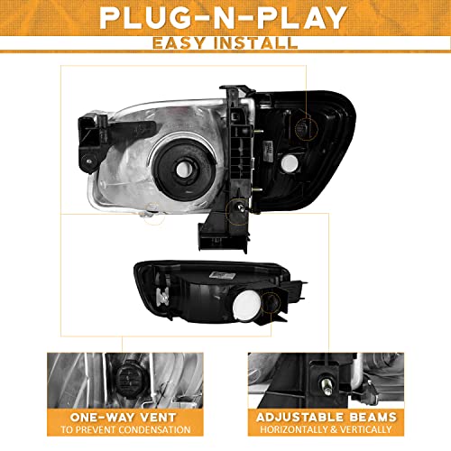 WEELMOTO Headlights Assembly+Corner Light For 2001-2004 Toyota Tacoma