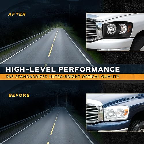 For 2006-2008 Dodge Ram 1500/2500/3500; 2009 Dodge Ram 2500/3500 Old Body Style Only Headlights (Black)