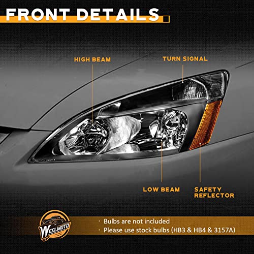For 2003-2007 Honda Accord Headlights (Black)