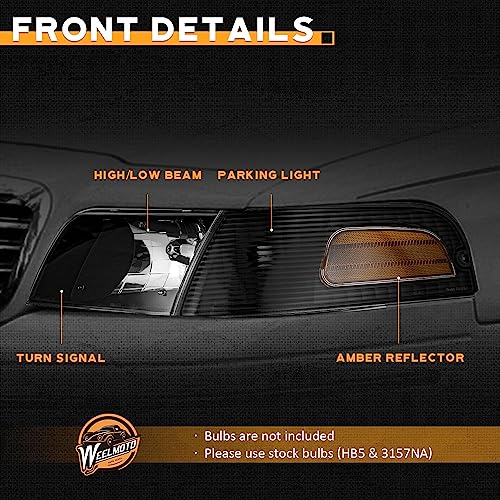For 1998-2011 Ford Crown Victoria Headlights (Black)