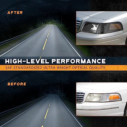 For 1998-2011 Ford Crown Victoria Headlights (Black)