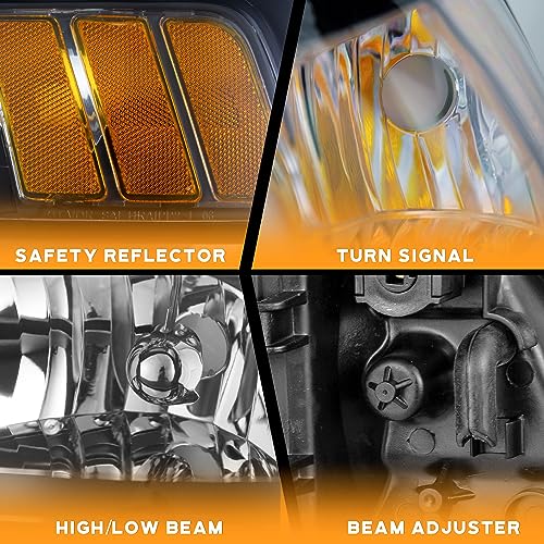 For 1999-2004 Ford Mustang Headlight (Black)