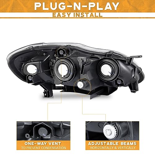 For 2003-2008 Toyota Corolla Headlight (Black)