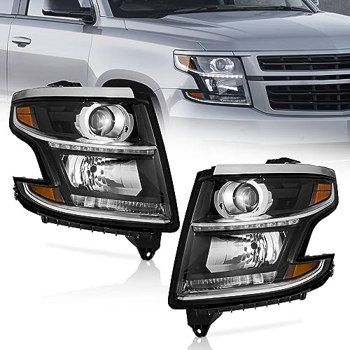 For 2015-2020 Tahoe/Suburban,16-19 Chevy Suburban 3500HD Halogen Type Headlights (Black)