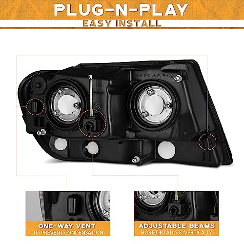 For 1999-2004 Jeep Grand Cherokee Headlight (Black)